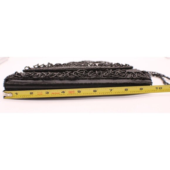 Buoux Terner Black Beaded Clutch Purse Evening Bag Crossbody  Buoux Terner Black Beaded Clutch Purse Evening Bag Crossbody Strap Boutique NWT